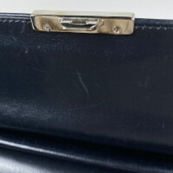 Gucci logo Shoulder Bag leather Navy Blue - Picture 8 of 9